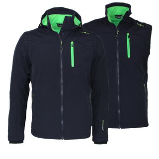 CMP Softshell Jacket Snaps Hood Detachable Sleeves 52